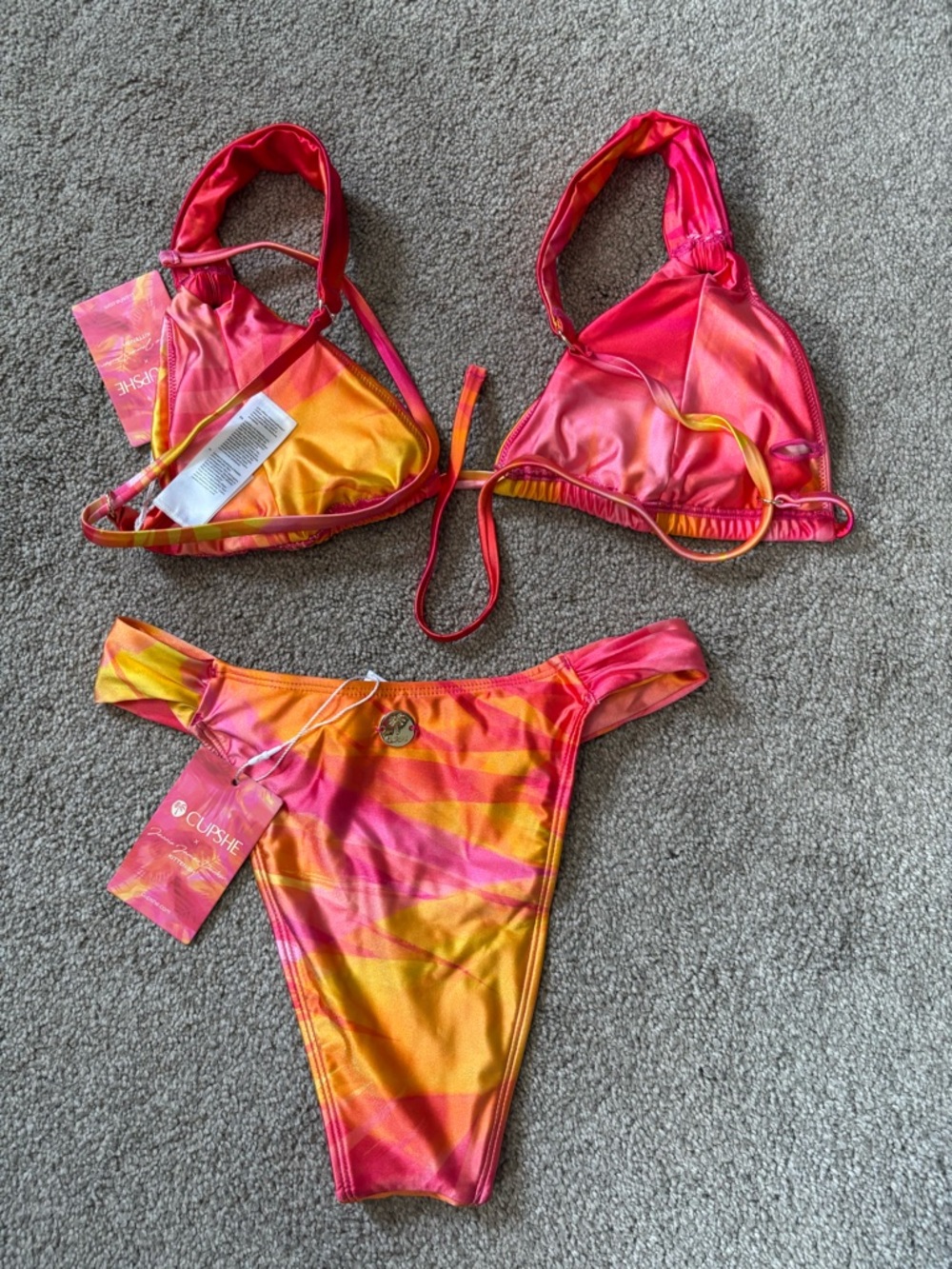 NWT CUPSHE JJD Tequila Sunrise Bikini Set - Picture 11 of 16